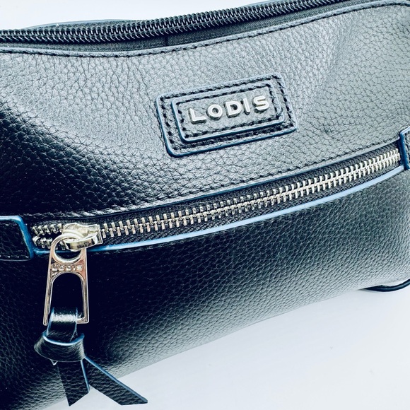 LODIS Black Genuine Pebble Grain Leather Crossbody Bag - Picture 5 of 6